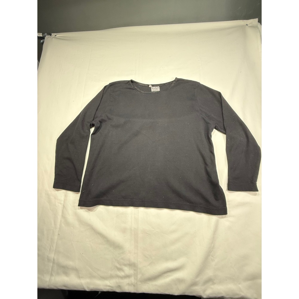 Kunkys Vintage Goth Black Long Sleeve Crew Neck Knit Top Large